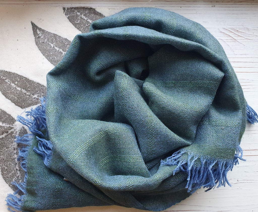 Blue, woven with Forest Green