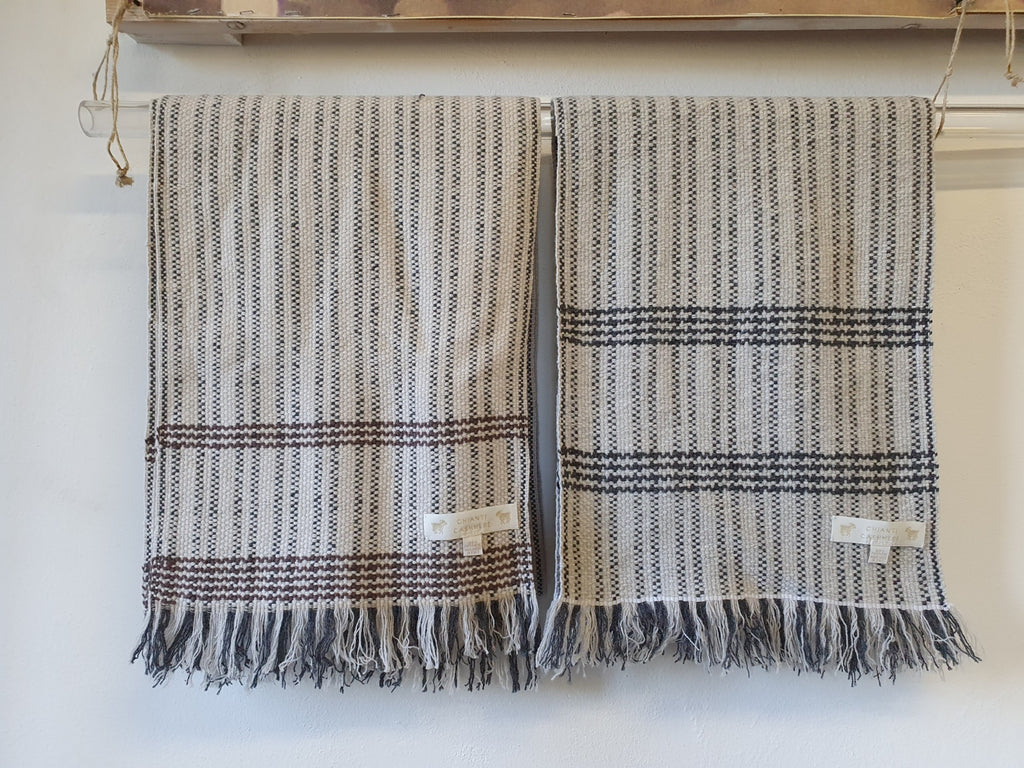 9 UNISEX SCARVES 100% Hand-woven Single ply Cashmere, Narrow vertical stripes and horizontal pattern