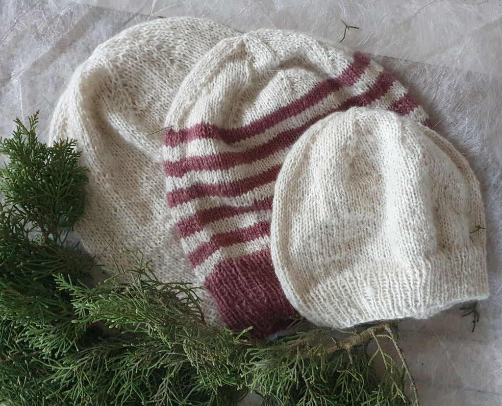 5 HAND-KNITTED HATS - TWOPLY