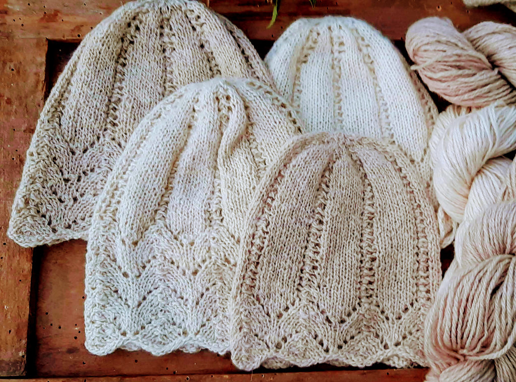 HAND-KNITTED HATS, TWO-PLY LACE WEIGHT