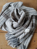 UNISEX SCARVES 100% Hand-woven Single ply Cashmere, Narrow vertical stripes and horizontal pattern